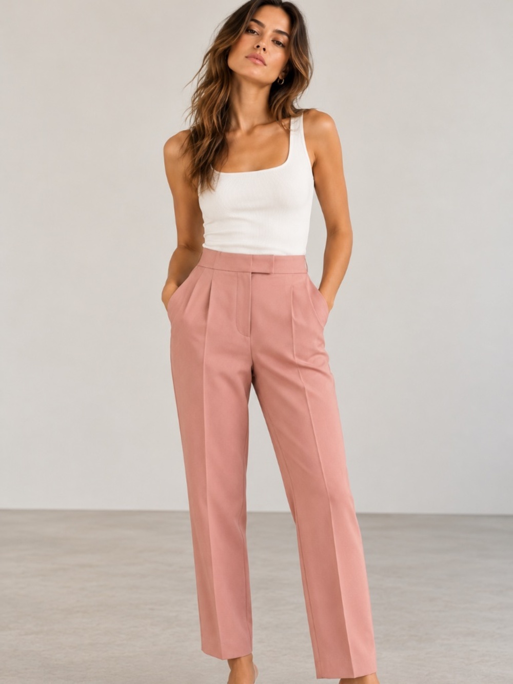 NWOT Zara Dusty Rose High-Waisted Tailored Pants S